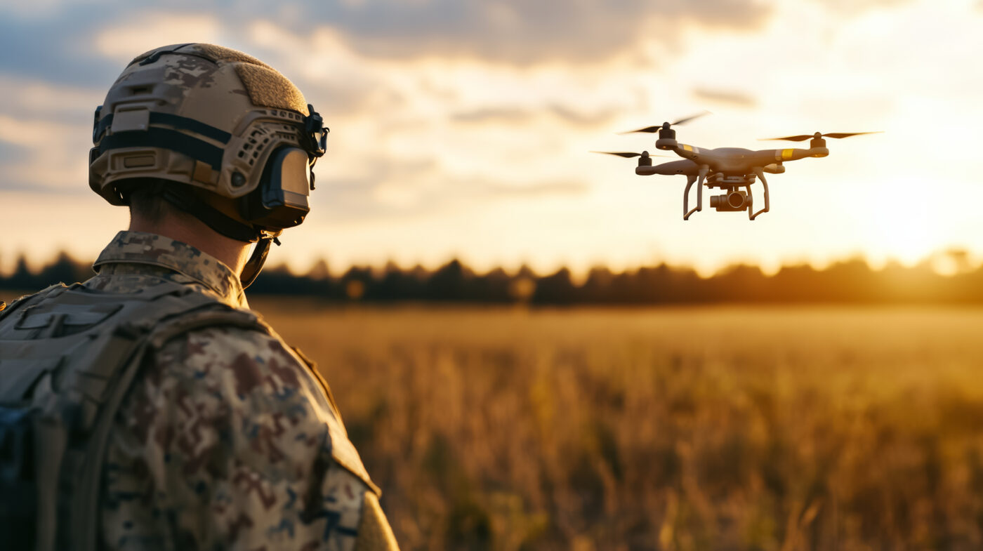 Soldier Launch A Combat Fpv Drone To Carry Out A Complex Tactical Mission